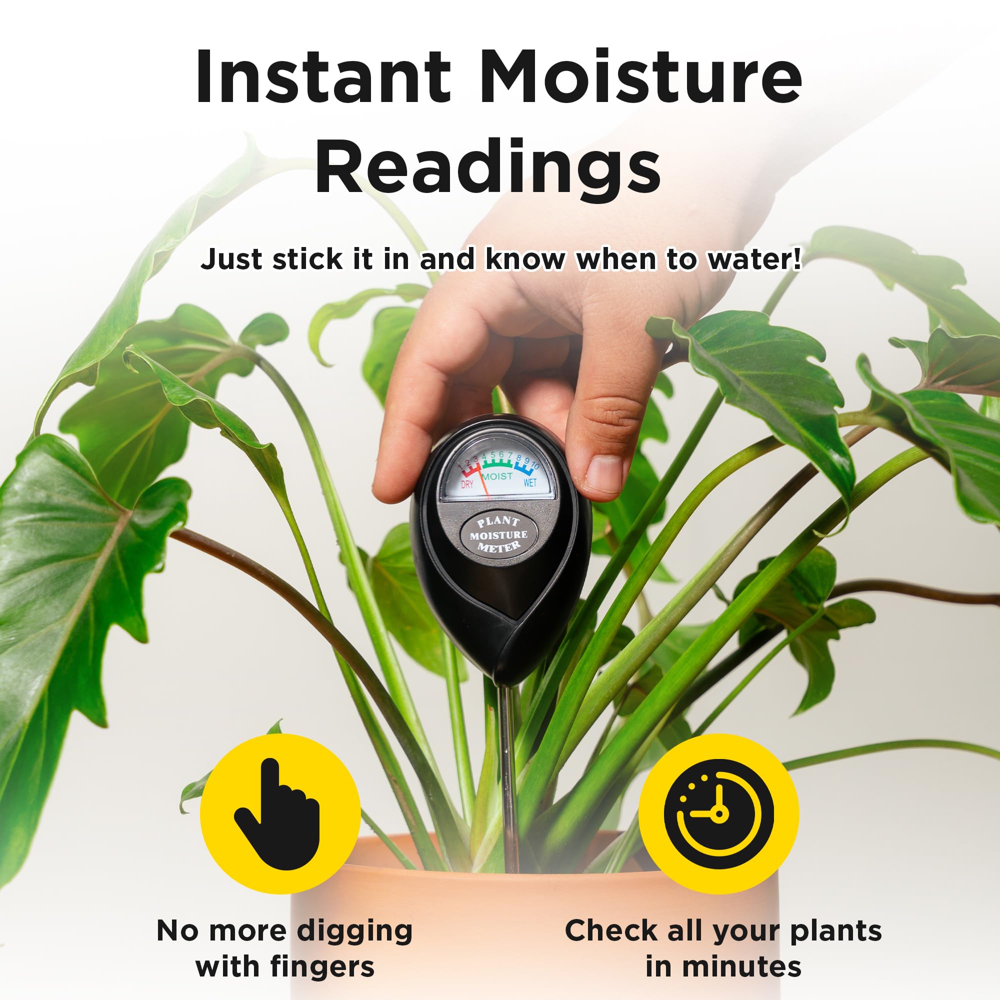 Classy Casita, Medidor de Suelo y eBook, Negro Planta Suelo Humedad Kit de Probador para el Cuidado de las Plantas, Jardinería, Agricultura, Uso Interior y Exterior