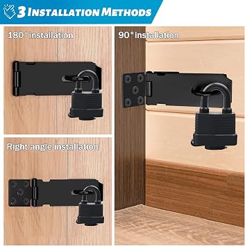 Stainless Steel Padlock Hasp with Screws, 4 Inch Heavy Duty Padlock Hasp and Waterproof Door Lock, Shed Lock Latch Staple for Bedroom Bathroom Cabinet Pet Cage