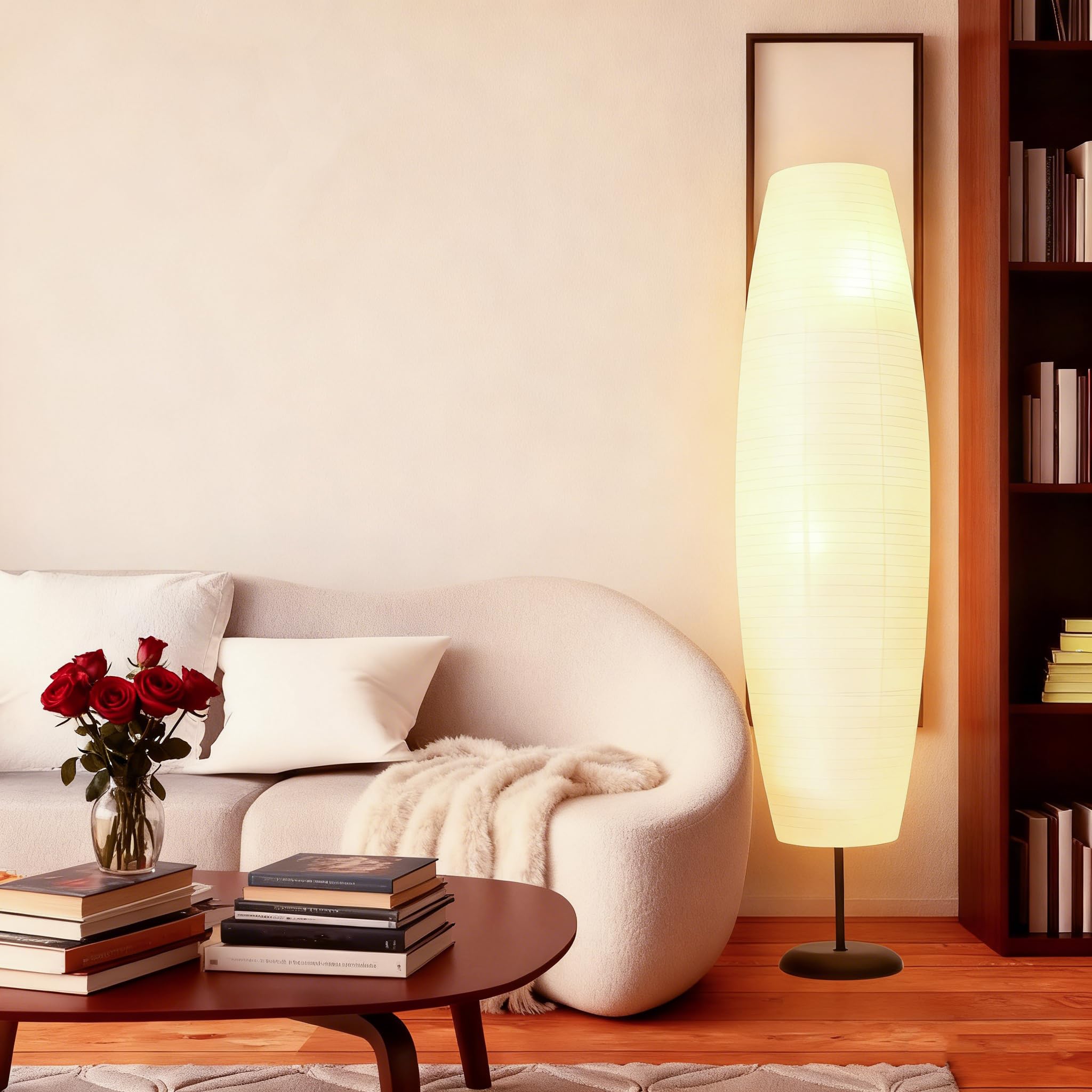 Abat-jour en Papier de Riz pour Lampadaire Abat-jour de Rechange pour Lampe de Sol Lampadaire -Jour pour Chambre à Coucher Salon Hôtel, 110 cm