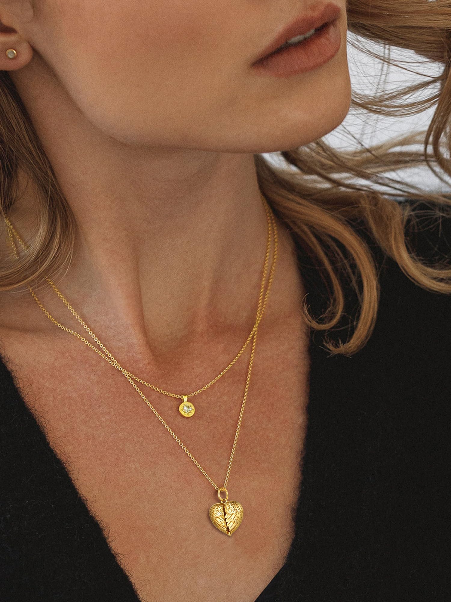 ChicSilver Collana Personalizzata Argento 925 con Foto Incisione, Ciondolo Portafoto Personalizzato Argento Oro Rosa Lunga 40/45/55+5cm, Collana Cuore Ciondolo Personalizzato, Idee Regalo
