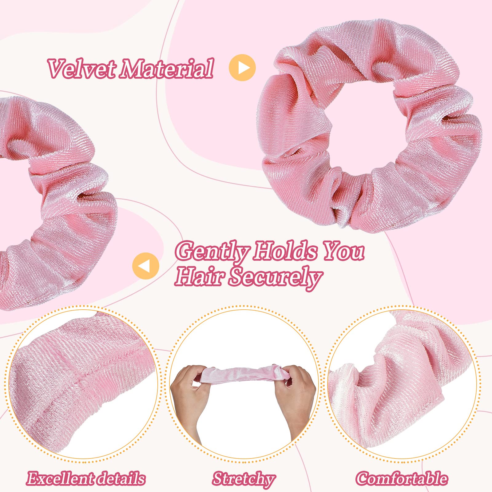 Amazon.com : Juexica 50 Pcs Pink Velvet Scrunchies Bulk for  display picture 2
