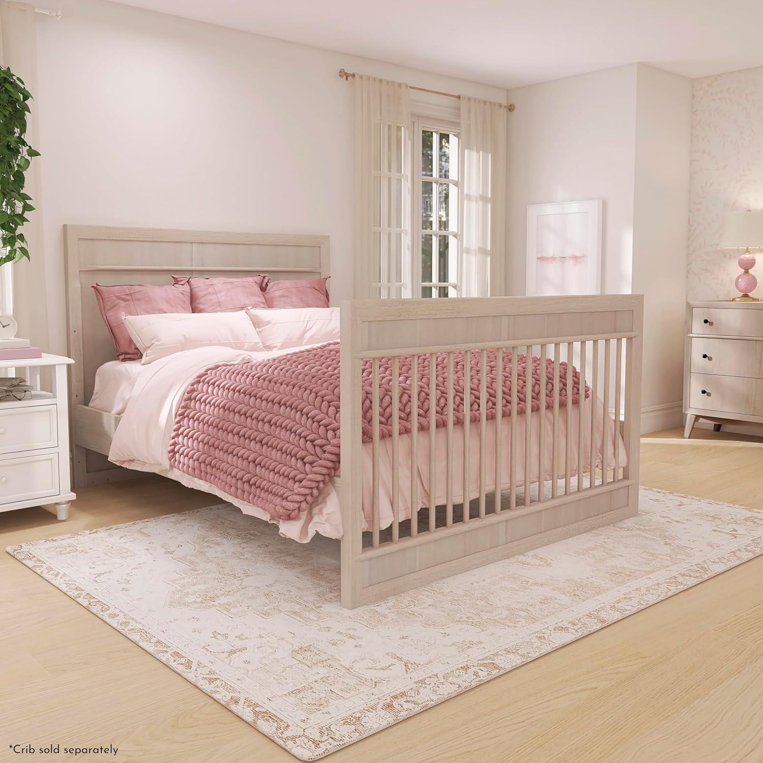 évolur Full-Size Bed Conversion Rails, Designed & Tested for évolur Cribs, Durable Hardwood Build with Secure Mattress Slats, Easy Assembly - Sand Castle Oak