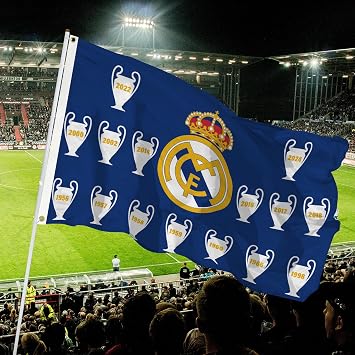 Real Madrid Flag Banner 3x5ft Champions League 2024 Hala Madrid Merengue Fans Soccer Durable Indoor or Outdoor Football Soccer 2 Grommets