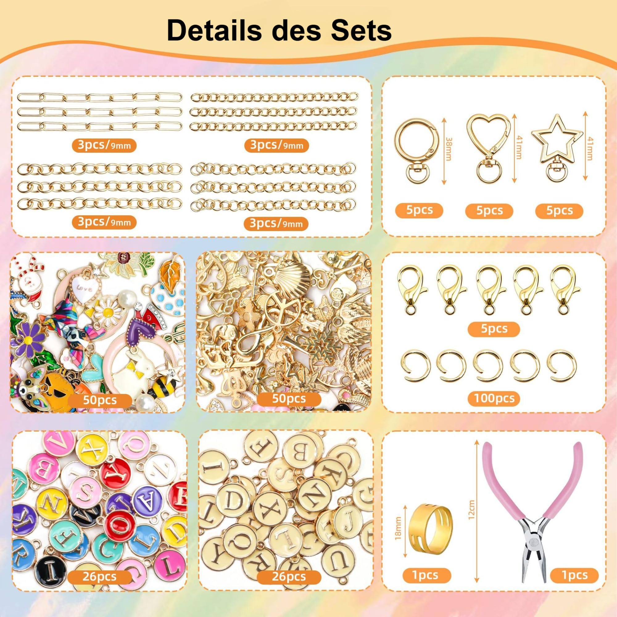 286 Stück DIY Schlüsselanhänger Bastelset, Komplett Handmade Set