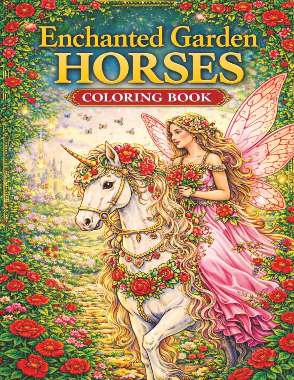 Enchanted Garden Horses Coloring Book: Magical Horses, Fairies, Flowers and Peaceful Fantasy Worlds to Color (Magical Horses Coloring Book Series)
