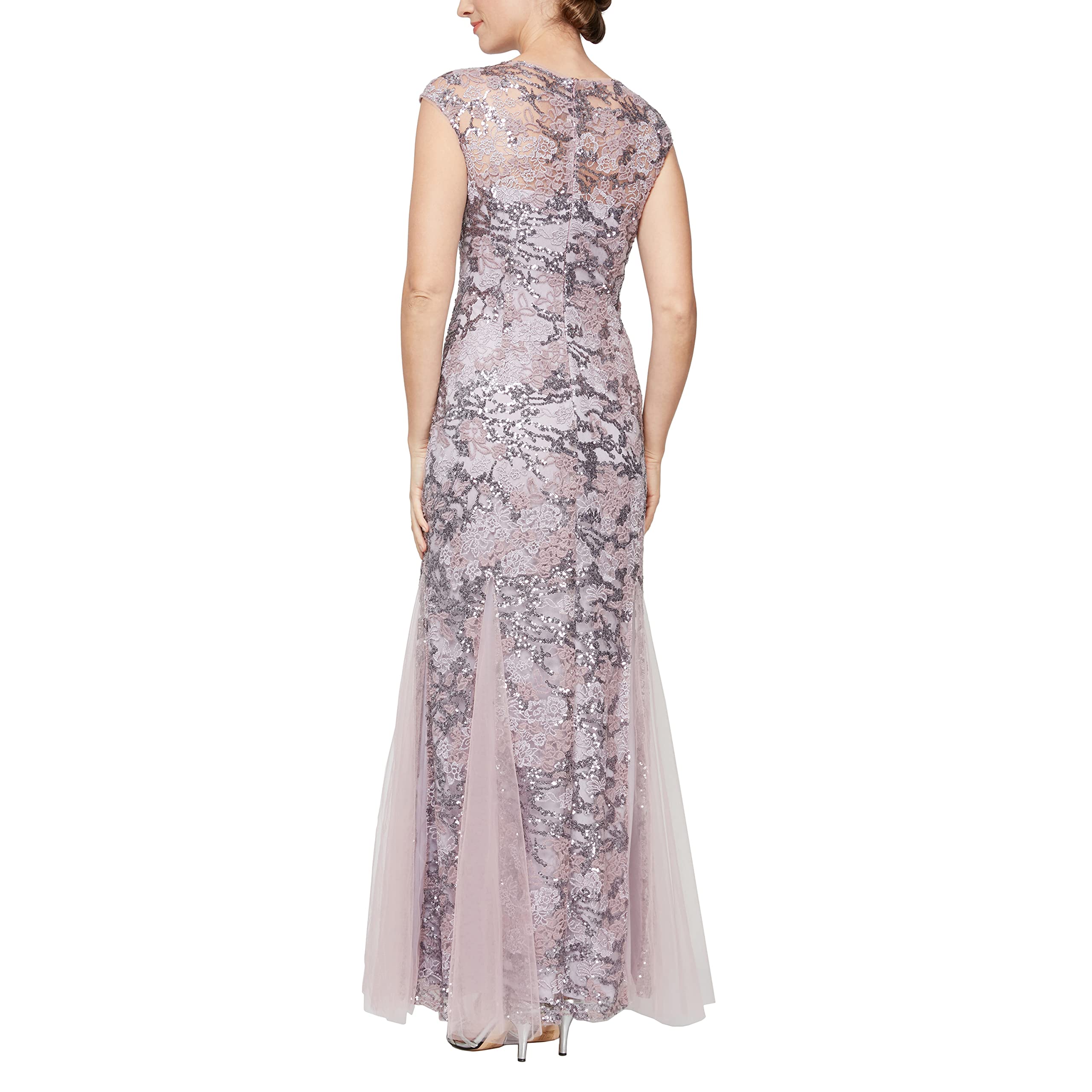 Alex Evenings Women's Long Fit and Flare Dress Godet Detail (Petite and Regular): 8 Wisteria