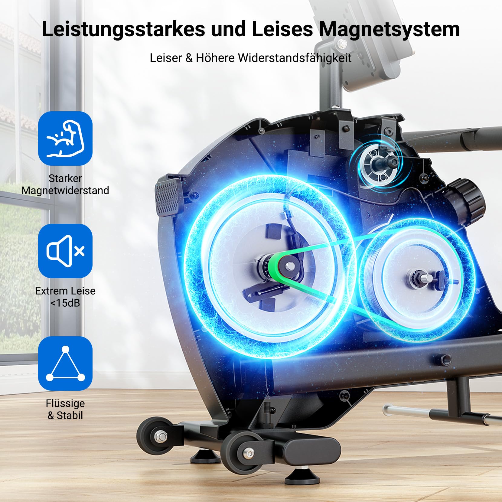 Dripex Rudermaschine für Zuhause Klappbar, Magnetwiderstand 16 Stufen, Stabile Doppelgleitschiene mit ruhigem Lauf, Bluetooth APP Anbindung & LCD Display, Bis 130kg Belastbar für jeden Fitnesslevel