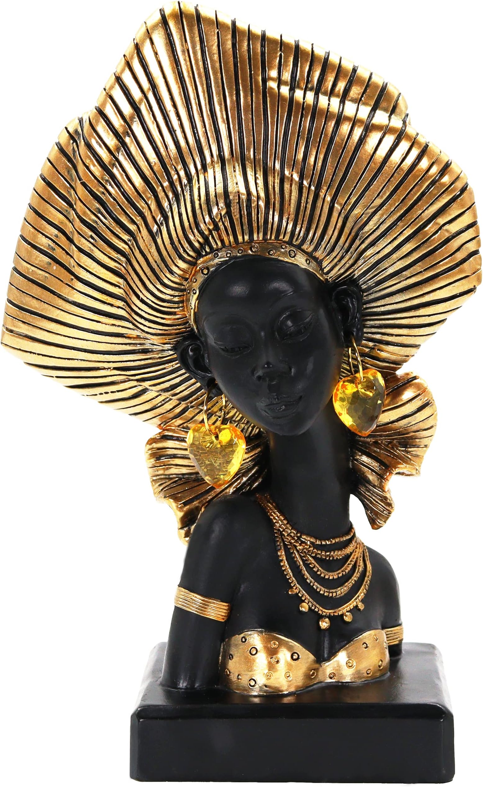 African Statues for Home Decor, Sculptures Decorations for Living Room, 10.5'' African Lady Art Bust Figurines, Black Vintage Aesthetic Ornament for Shelf and Tables, Décor Accents Gifts for Women