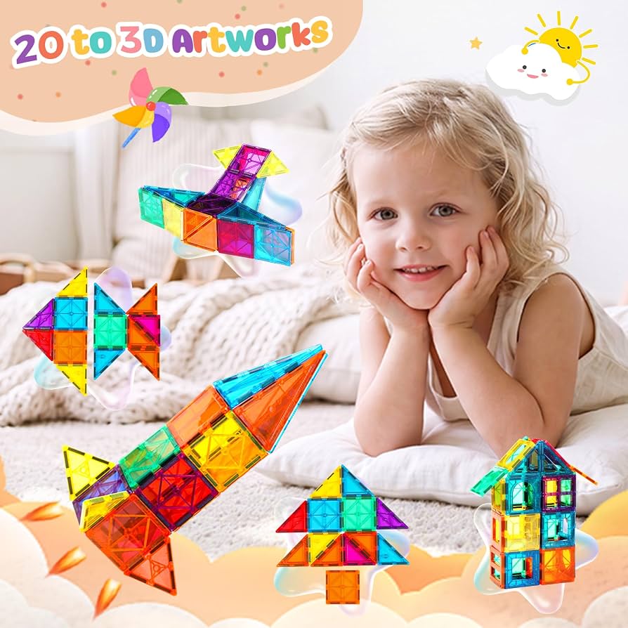 Amazon.com: FNJO Magnetic Tiles, 64 PCS Magnetic Building Blocks