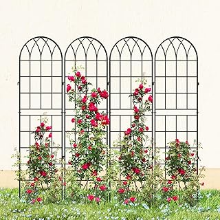 DoCred 4 Pack Garden Trellis for Climbing Plants, 59 Inch Metal Plant Tr...