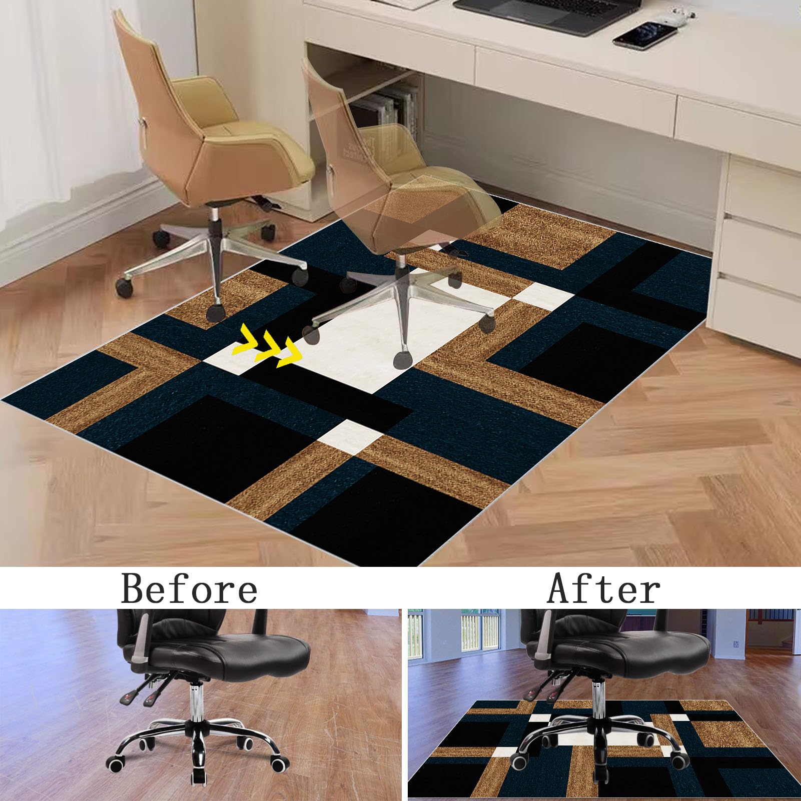 80 x 120 cm Heavy Duty Office Chair Mat for Carpeted Floor Computer Gaming Desk Chair Mat for Carpet Hard Floor Protector Mat for Rolling Chair Carpet Protector Chair Mat Floor Mat for Office Chair - Image 4