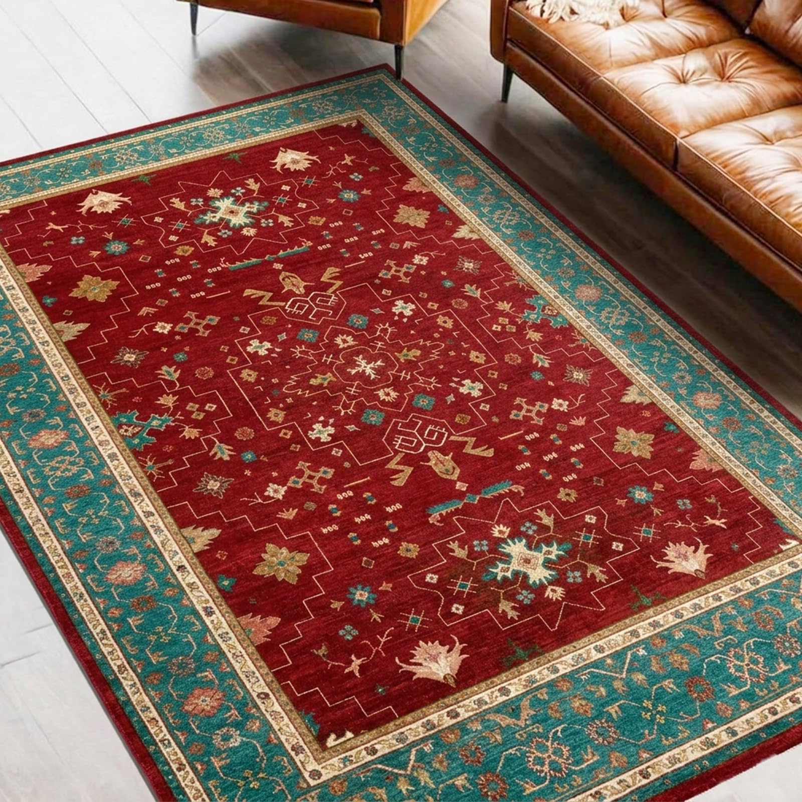 Tapis de salon jaune floral vintage idéal pour sublimer une table basse