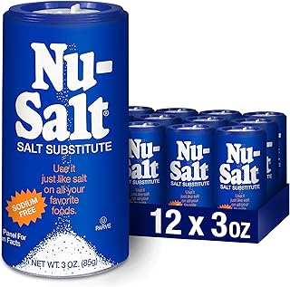 Nu-Salt Sodium-Free Salt Substitute, Contains Potassium Chloride, Table Salt Alternative, Vegan, Good For Chips, Pretzels, French Fries, Popcorn Seasoning, 3oz Shaker Bottle (Pack of 12)