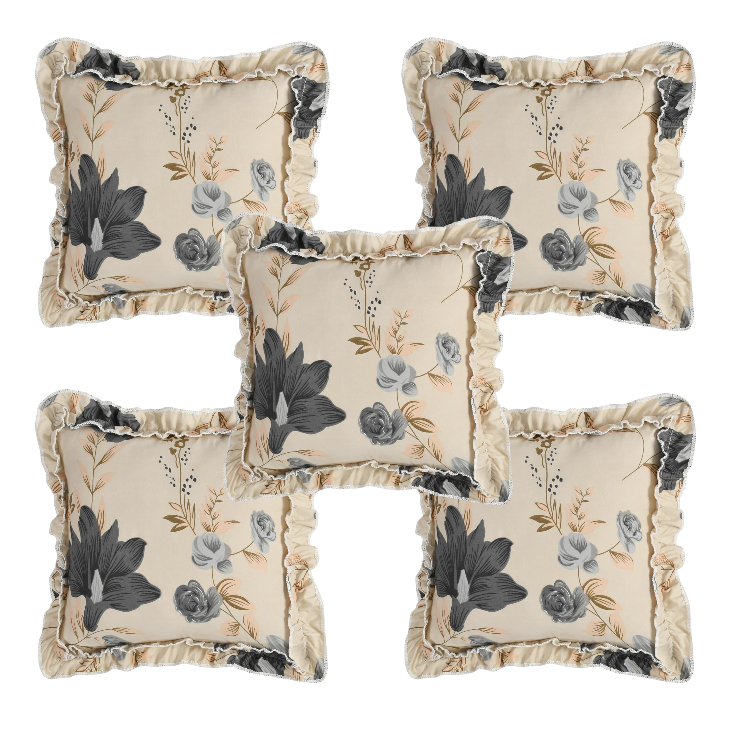 LCF | Designer Frill Decorative Cotton Blend Cushion Covers, Set of 5 (16 * 16Inches)-picture-17