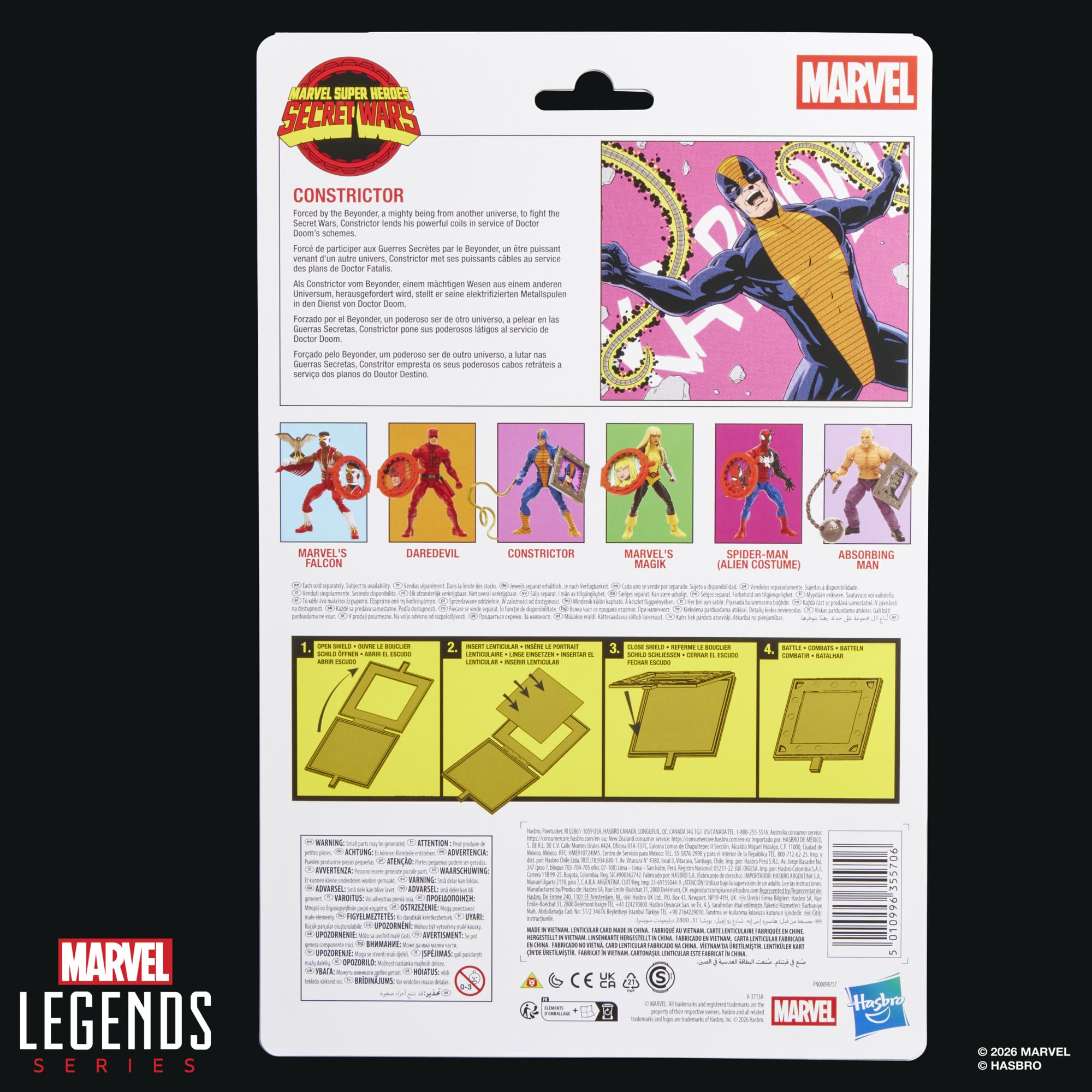 Marvel Legends Series, Secret Wars, Constrictor, Figura Retro Coleccionable de 15 cm con Escudo lenticular, Inspirada en los cómics de Marvel