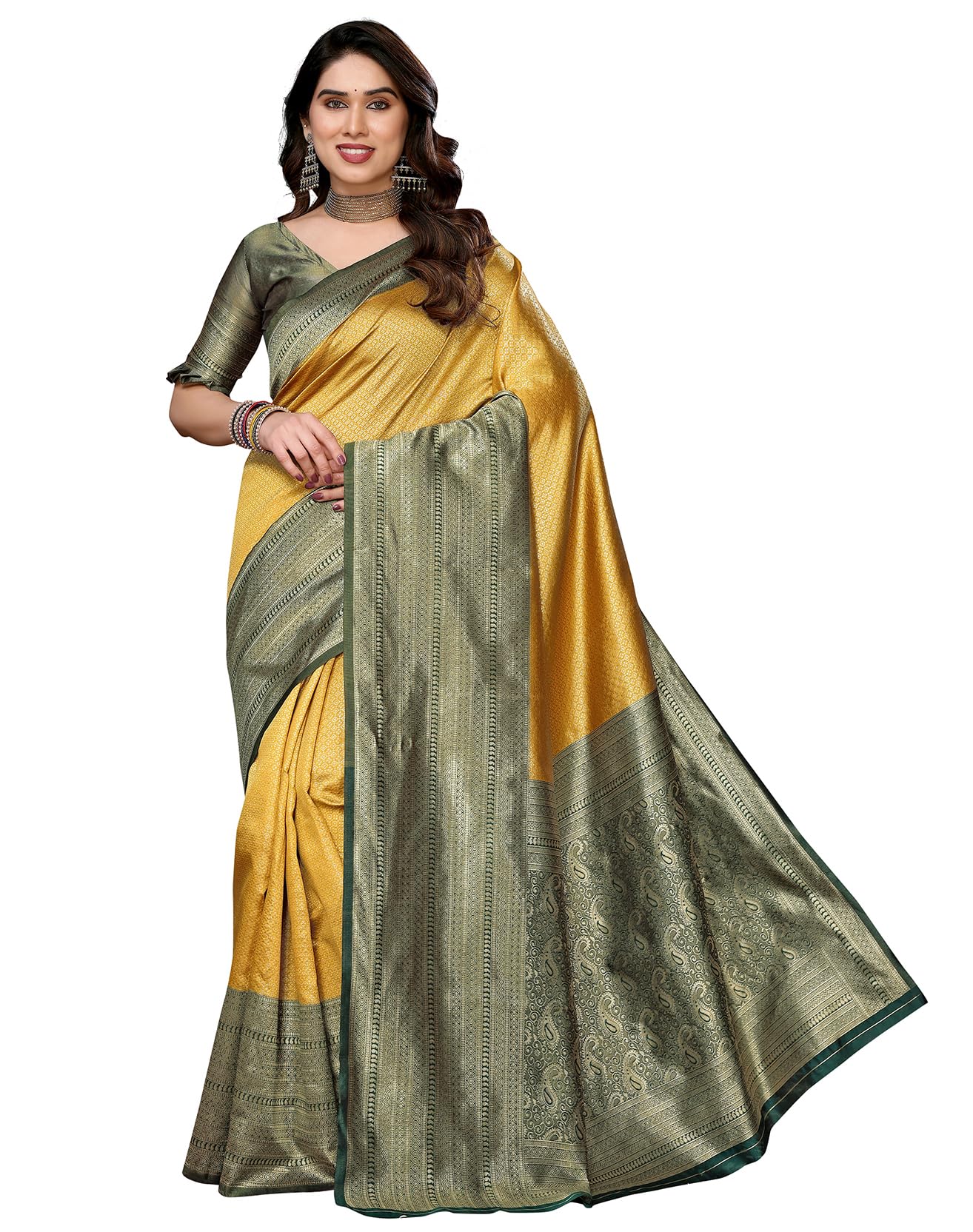 yashika Women's Banarasi Kanjivaram Art Silk Saree with Blouse Material-picture-11