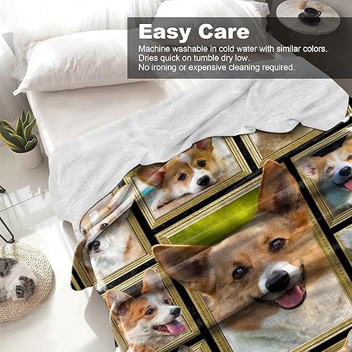 Miniatura 5 de Corgi - Manta para niños, manta de perro supersuave y mullida, regalo de felpa con estampado de corgis para niños y niñas, 40 x 50 pulgadas