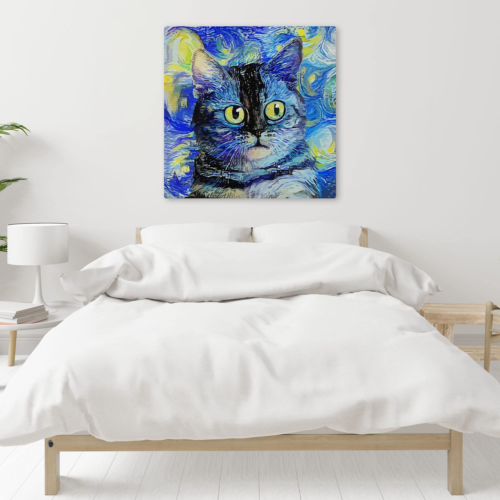 Amazon｜抽象的 猫 キャンバス ウォールアート & 保育園装飾 猫