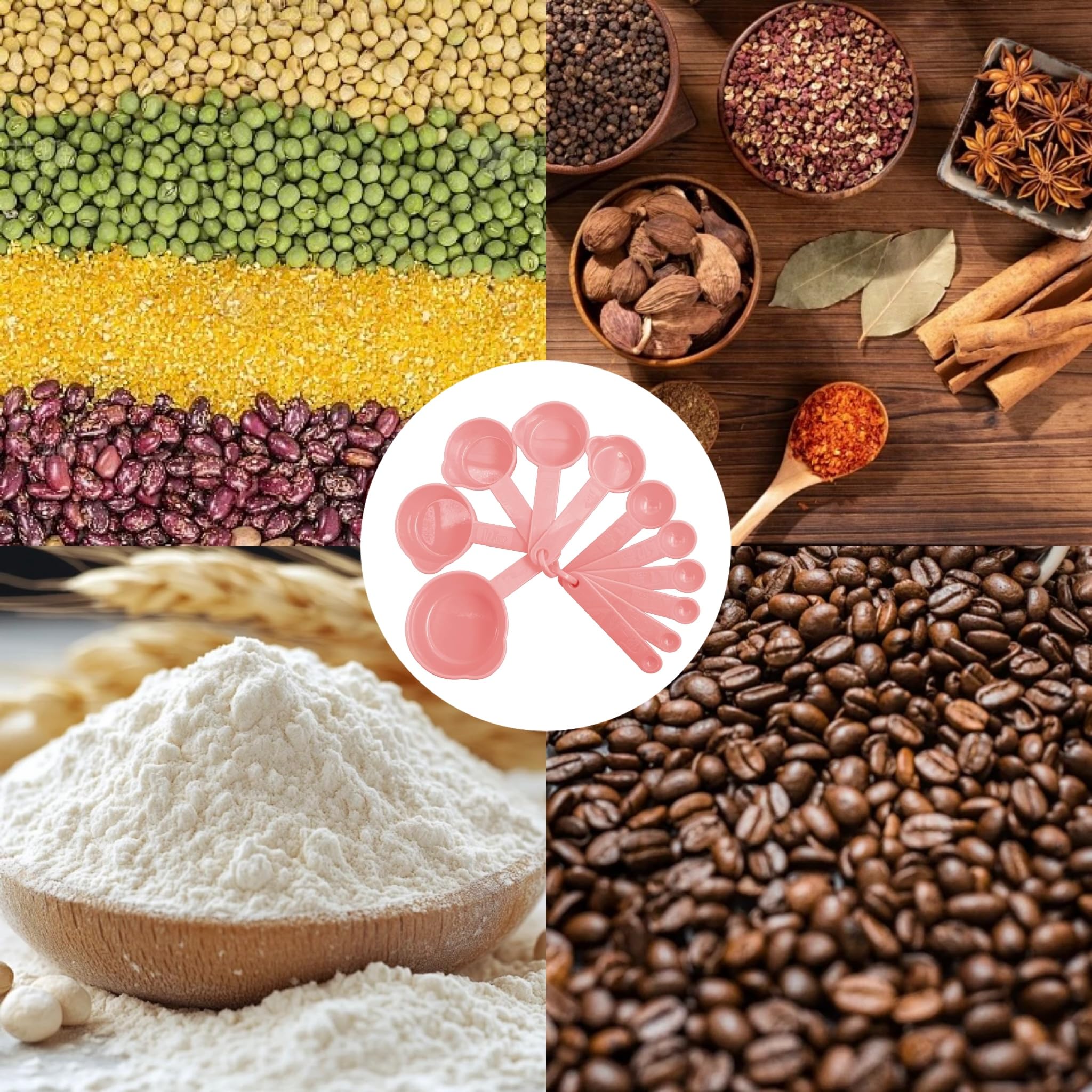 LVYKING Measuring Cups and Spoons Set of 11?Plastic Measuring Cups and Spoons for Dry and Liquid Ingredients?Nesting Design with Engraved Markings,Pink