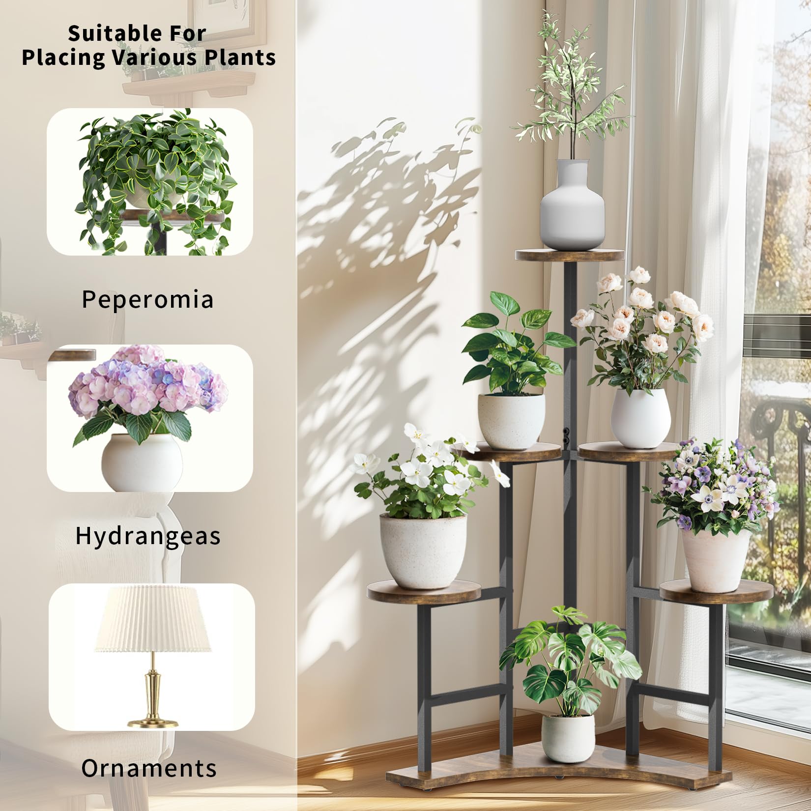 unho Blumenregal Pflanzenregal, Ecke Blumenständer, Mehrstöckig Pflanzenständer Blumentreppe Pflanzentreppe Standregal für Innen Garten Balkon Deko
