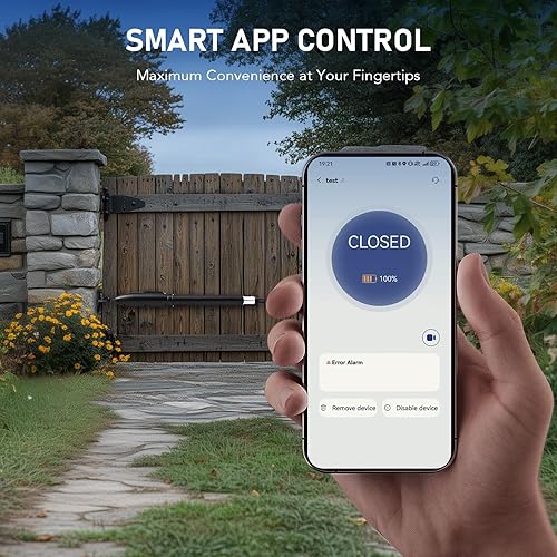Miniatura 8 de CO-Z Abridor automático de puerta corredera con control remoto, kit de seguridad eléctrico para abridor de puerta de entrada con ruedas (1 llave de