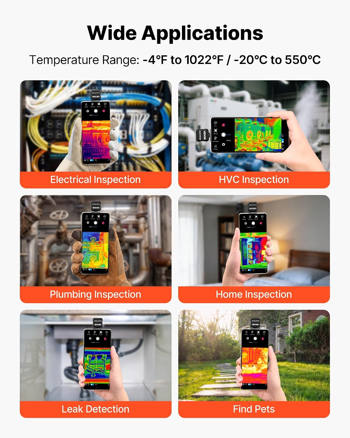 VEVOR 2025 Upgraded Thermal Camera for Android,Pro Thermal Imaging Camera with Macro Lens, Infrared Camera with 320 x 240 TISR Super Resolution, 15X Zoom, Thermal Imager for Phone (P2 Pro Android)