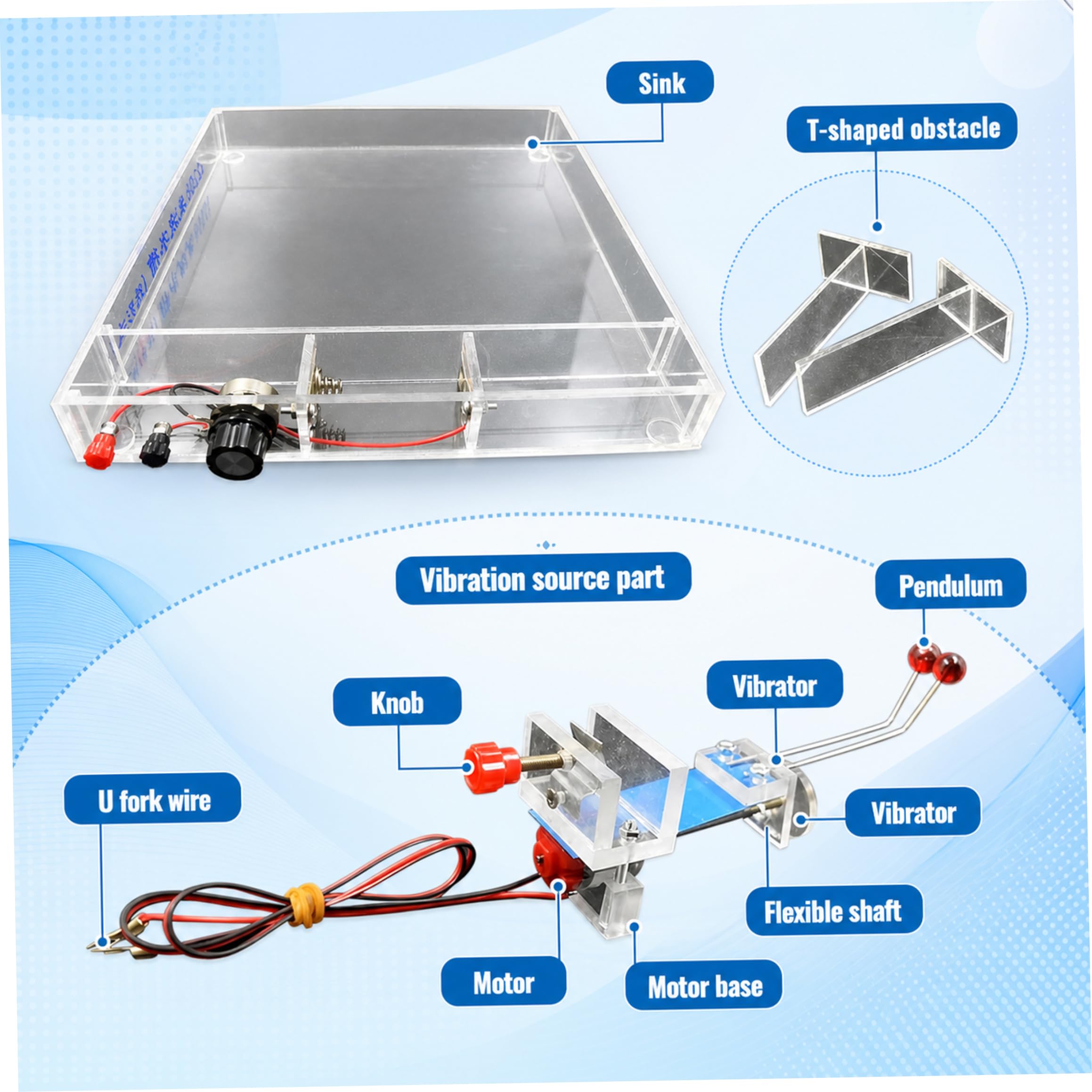 Tanque de Agua generador de Ondas, Instrumento de enseñanza de física con oscilador mecánico de proyección para Laboratorios de Aula, Instrumento de enseñanza de física