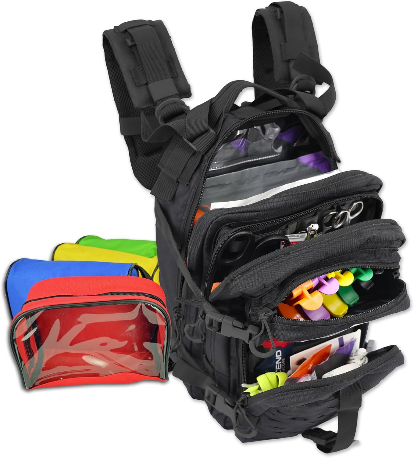 Lightning X Stocked EMSEMT - Mochila médica de primeros auxilios para trauma y sangrado + kit + bolsas, color negro