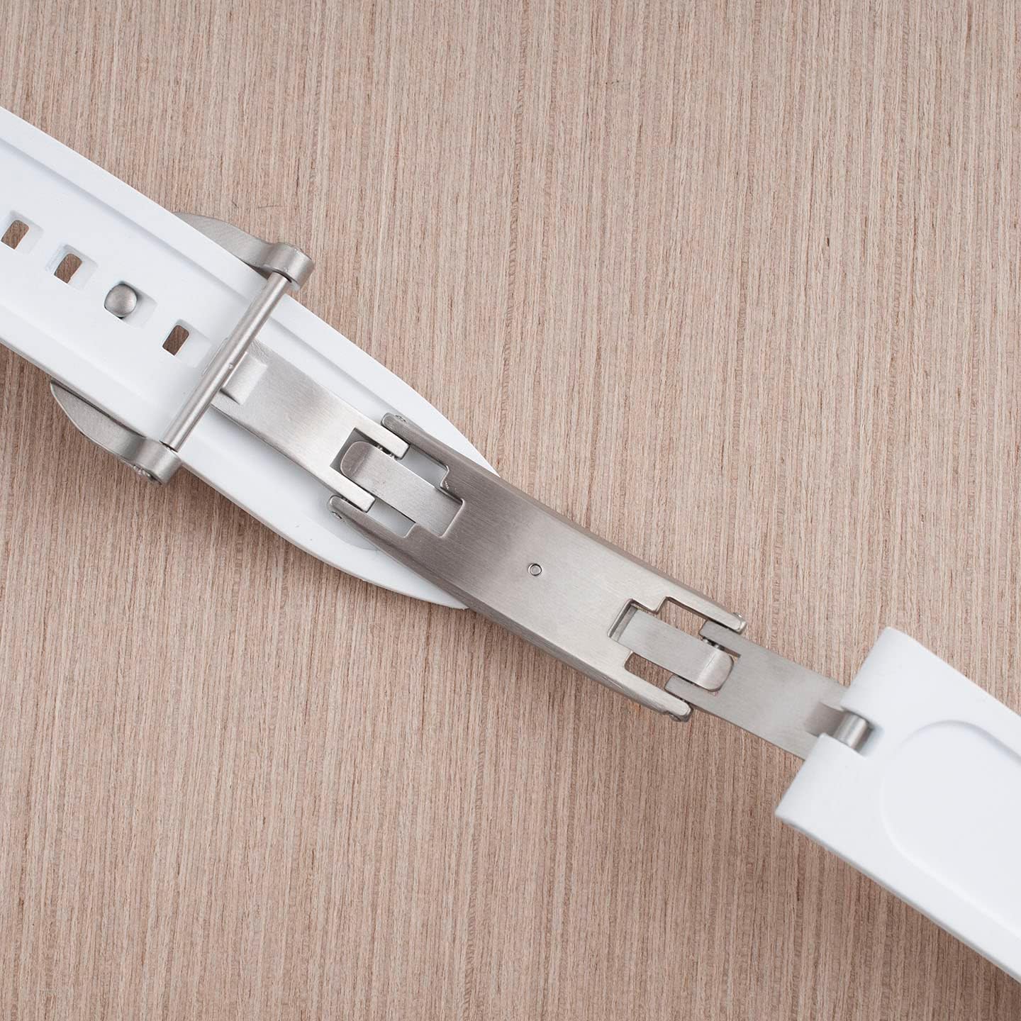 StrapHabit Spring Loaded Deployant Buckle Watch Clasp - Stainless Steel Deployment Clasp Fits FKM Rubber Watch Straps