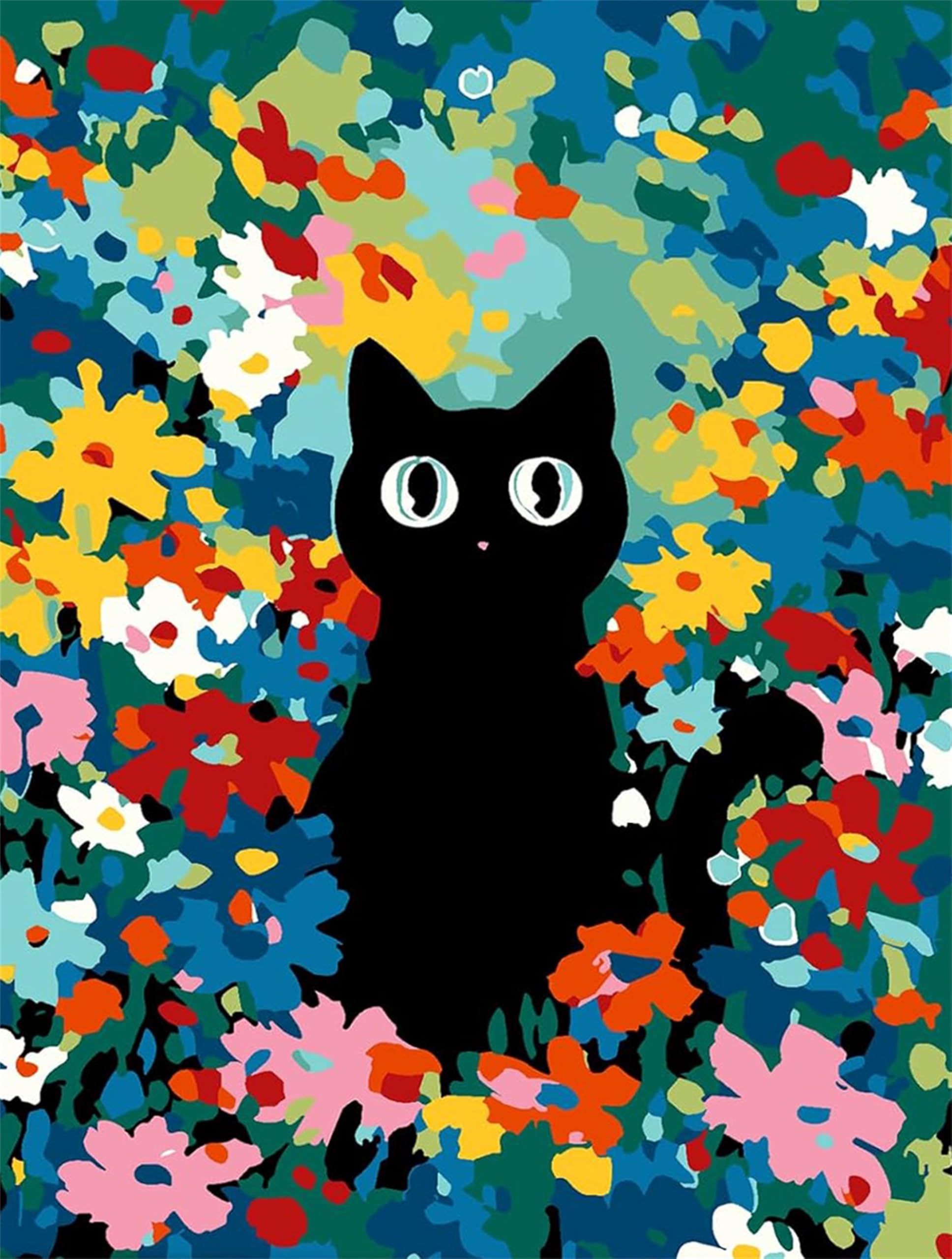 Hefeis Cat Diy Paint By Number For Adults,Painting Kits For Adult,Color By Numbers,Paint By Number Canvas Crafts Watercolor For Beginner Room Decor (Cat)