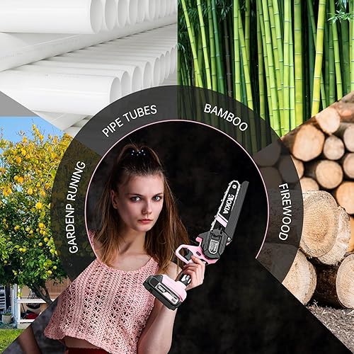 Miniatura 7 de AOKIA Motosierra Eléctrica Mini Inalámbrica, Pequeña de Mano 20V de 2 Baterías con Cargador, Motosierra de 6 Pulgadas, Operada con Batería, para Uso