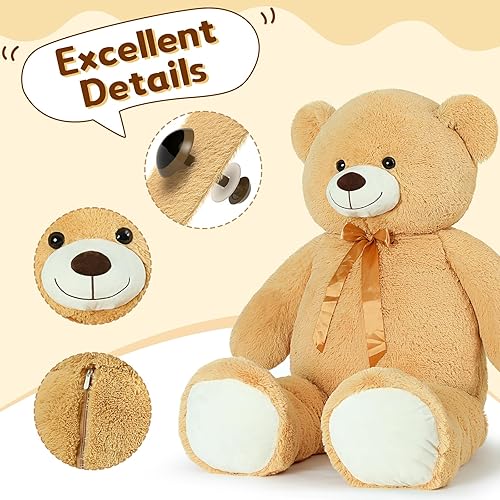 Miniatura 51 de Tezituor Oso de peluche gigante de 52 pulgadas, peluche grande de animales de peluche, color verde arcoíris, regalos suaves para San Valentín, Arco