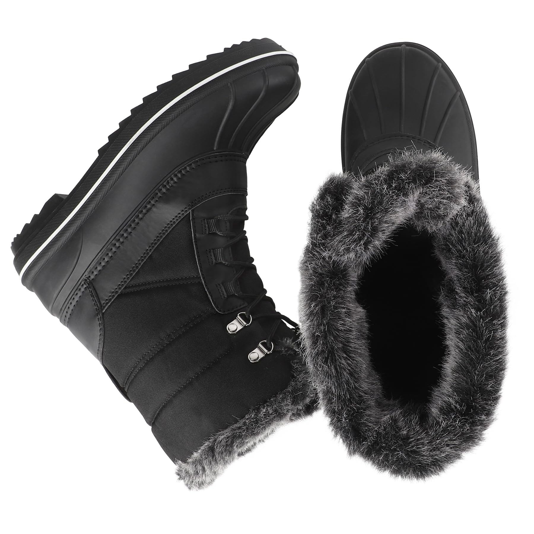 riemot Bottes de Neige Bottes de Pluie Femme Bottes Caoutchouc Femme Chaussures Hiver Imperméable Chaudes Bottines de Randonnée Boots de Trekking Outdoor