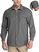 33,000ft Men's Long Sleeve Sun Protection Shirt UPF 50+ UV Quick Dry Cooling Fishing Shirts for Travel Safari Camping Hiking