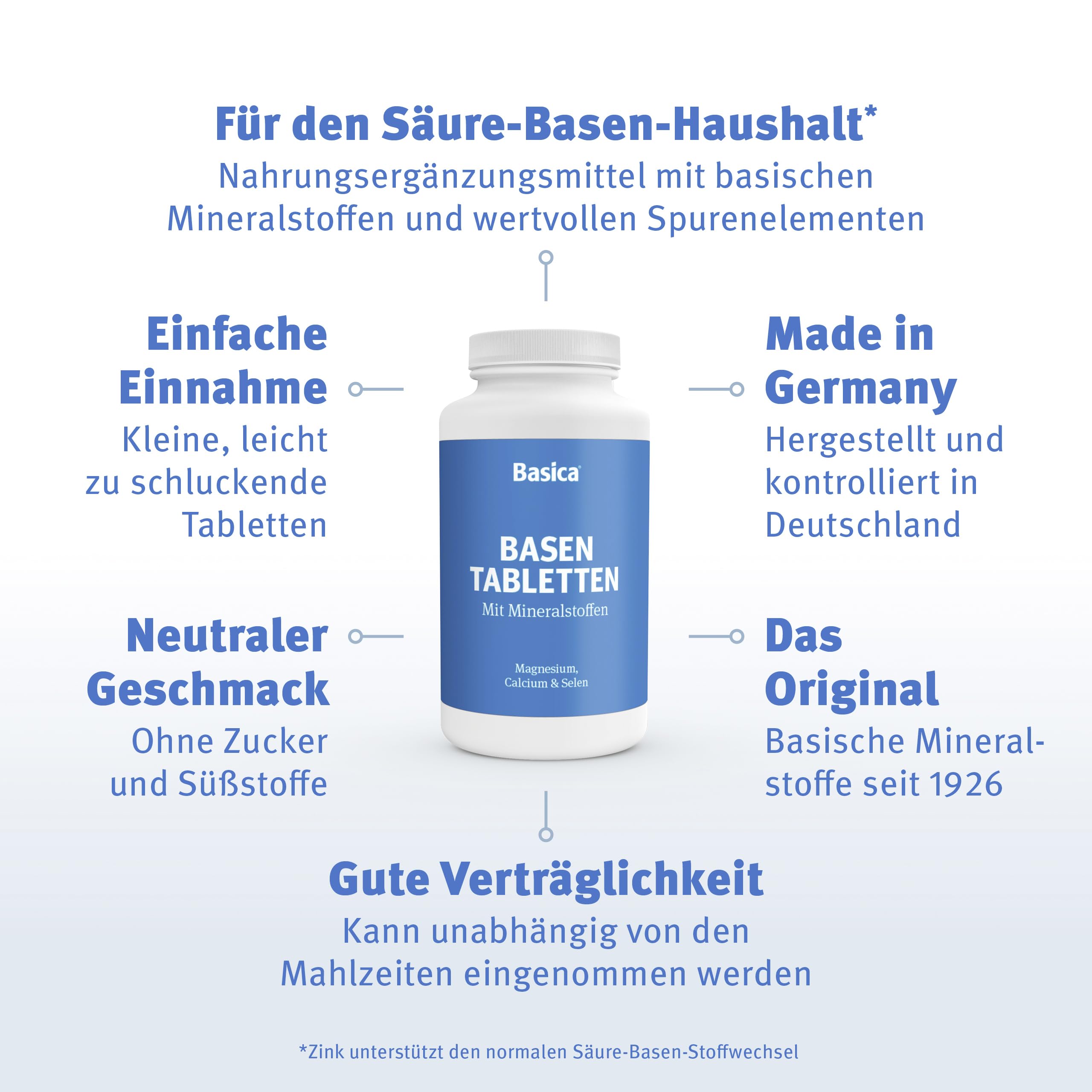 Basica® Compact kleine Basentabletten, 480 Stück