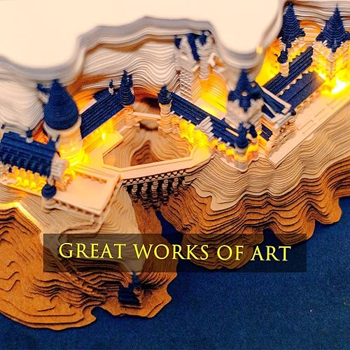 Miniatura 5 de Bloc de notas 3D con soporte para bolígrafo y luces, divertido y bonito papel 3D tallado, bloc de notas artístico, bloque de construcción Kawaii 3D,