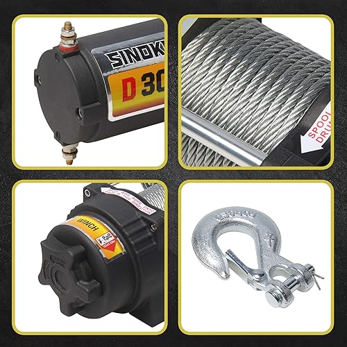 Miniatura 2 de SINOKING Cabrestante UTVATV de 4500 libras de 12 V con cuerda de 14 x 32 pies, control con cable e inalámbrico