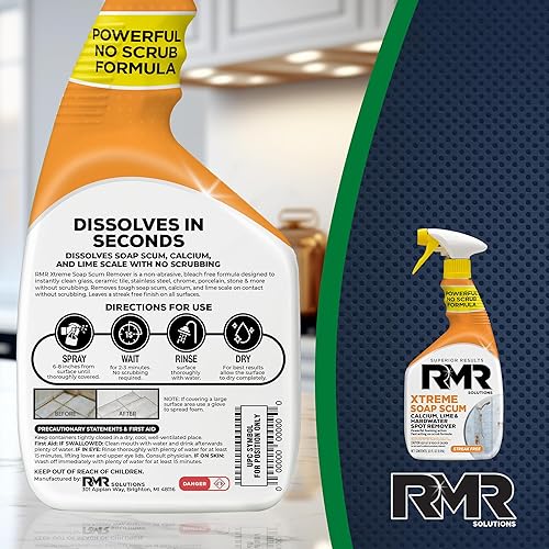 Vista 2 de RMR - Xtreme - Removedor de espuma de jabón, de acción rápida, limpiador de baño sin manchas para espuma de jabón, calcio, agua dura, cal y residuos