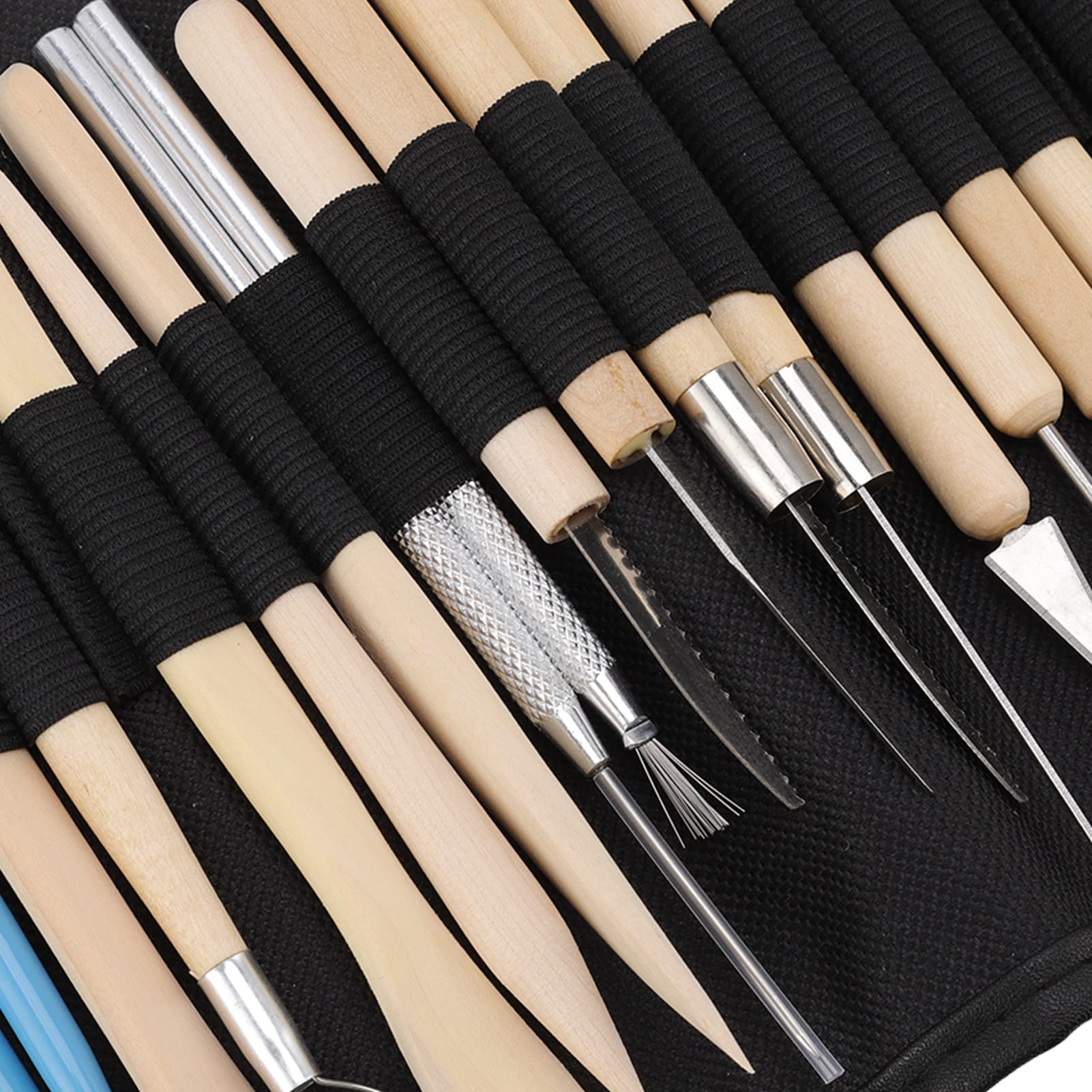 TOPINCN 61-teiliges Ton Werkzeug Set, Modellierwerkzeuge aus Polymer-Ton Exquisite Vielseitige Ton-Schnitzwerkzeuge mit Segeltuchtasche für Anfänger und Experten
