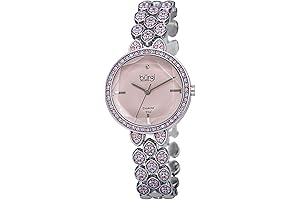 Designer Women's burgi Watch: Crystal Accents, Pink Dial
