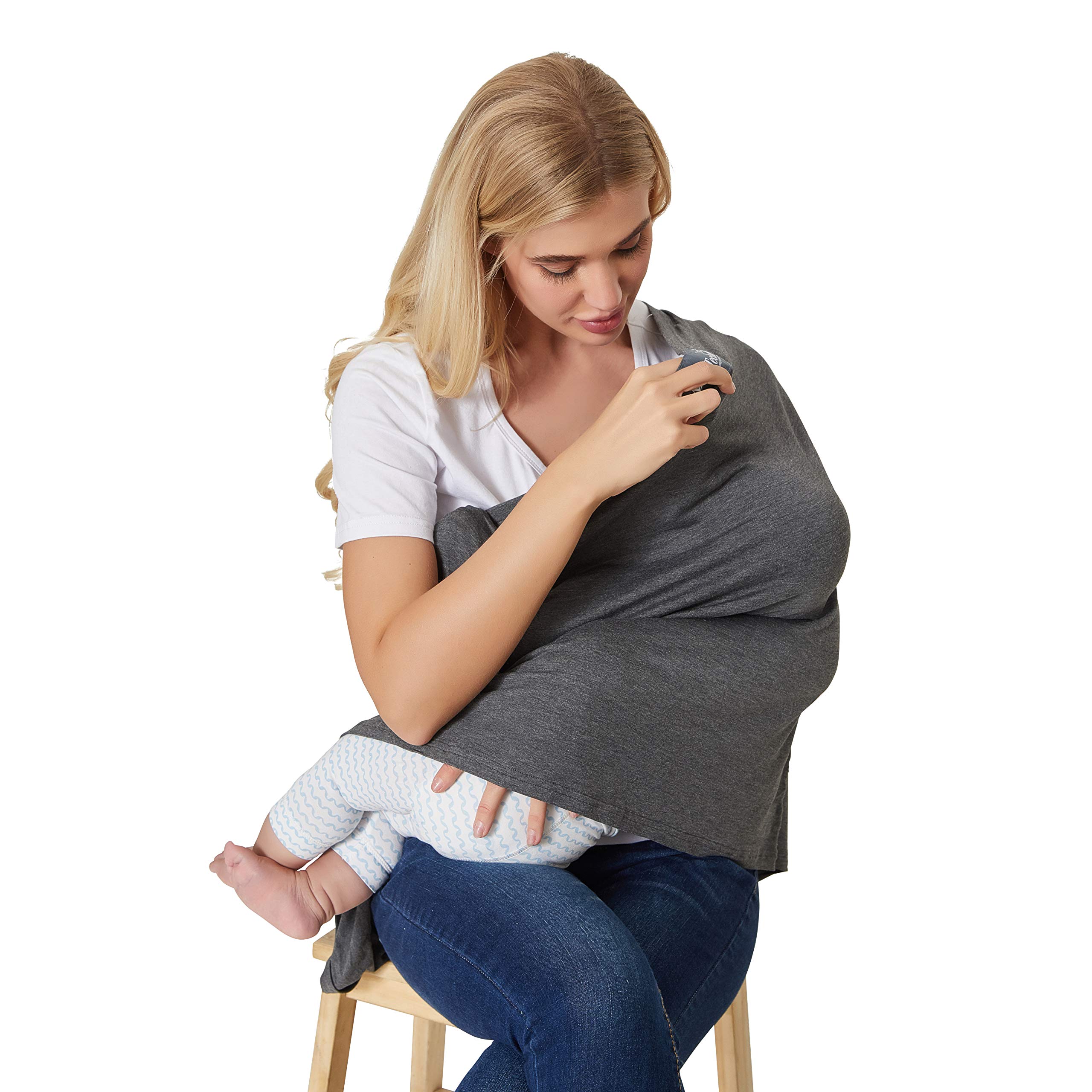 NeoTech care Écharpe d'allaitement pour bébé Couverture large Allaiter en privé bleue