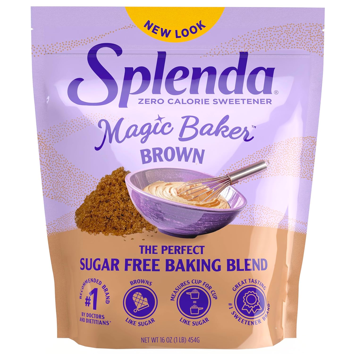 SPLENDA Magic Baker Brown Zero Calorie Plant Based Granulated Baking Blend with Stevia, Erythritol and Allulose – Zero Sugar, Keto Friendly, 1lb (16 oz) Pouch (Pack of 2) image 3
