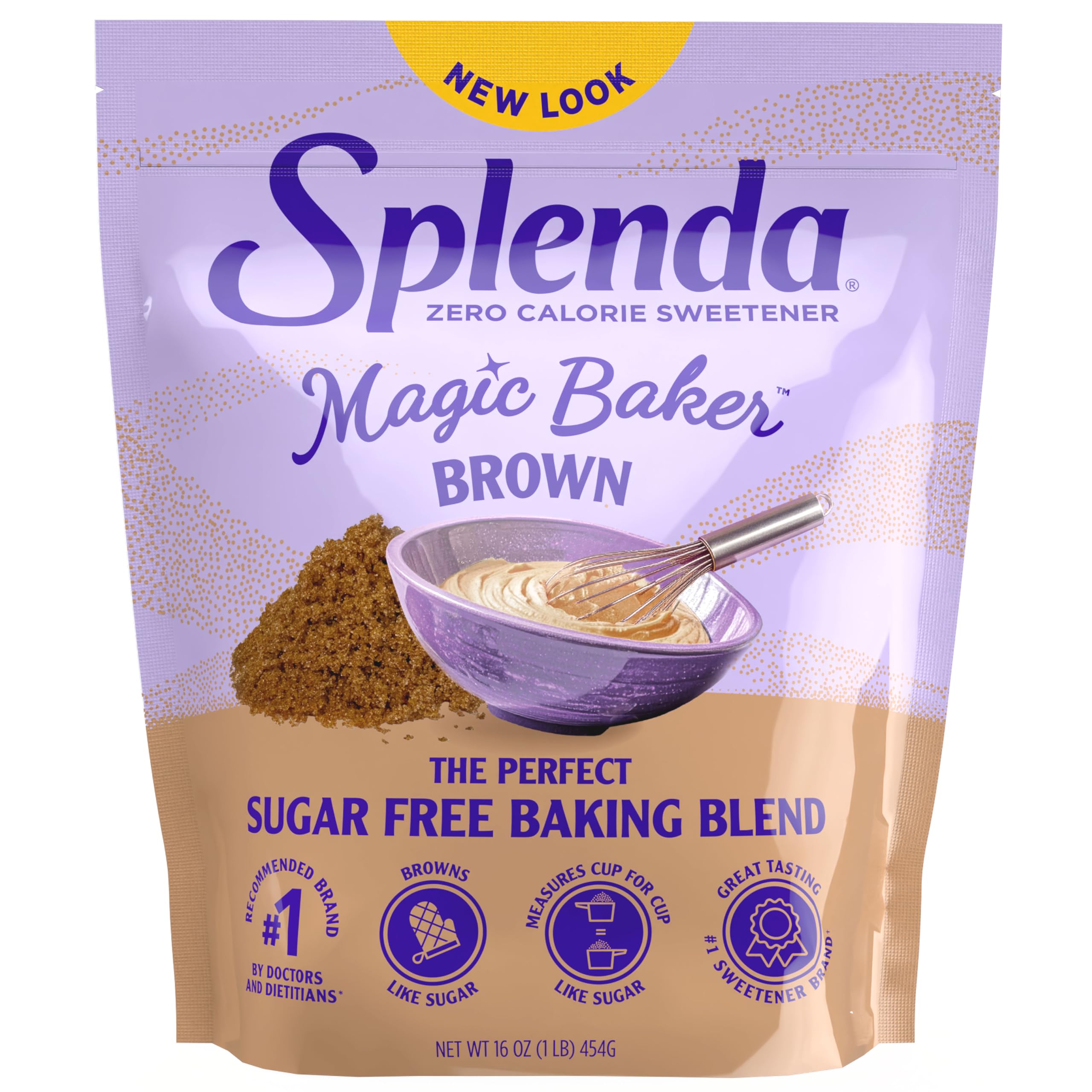 Magic Baker Brown Zero Calorie Plant Based Granulated Baking Blend with Stevia, Erythritol and Allulose – Zero Sugar, Keto Friendly, 1lb (16 oz) Pouch (Pack of 1)