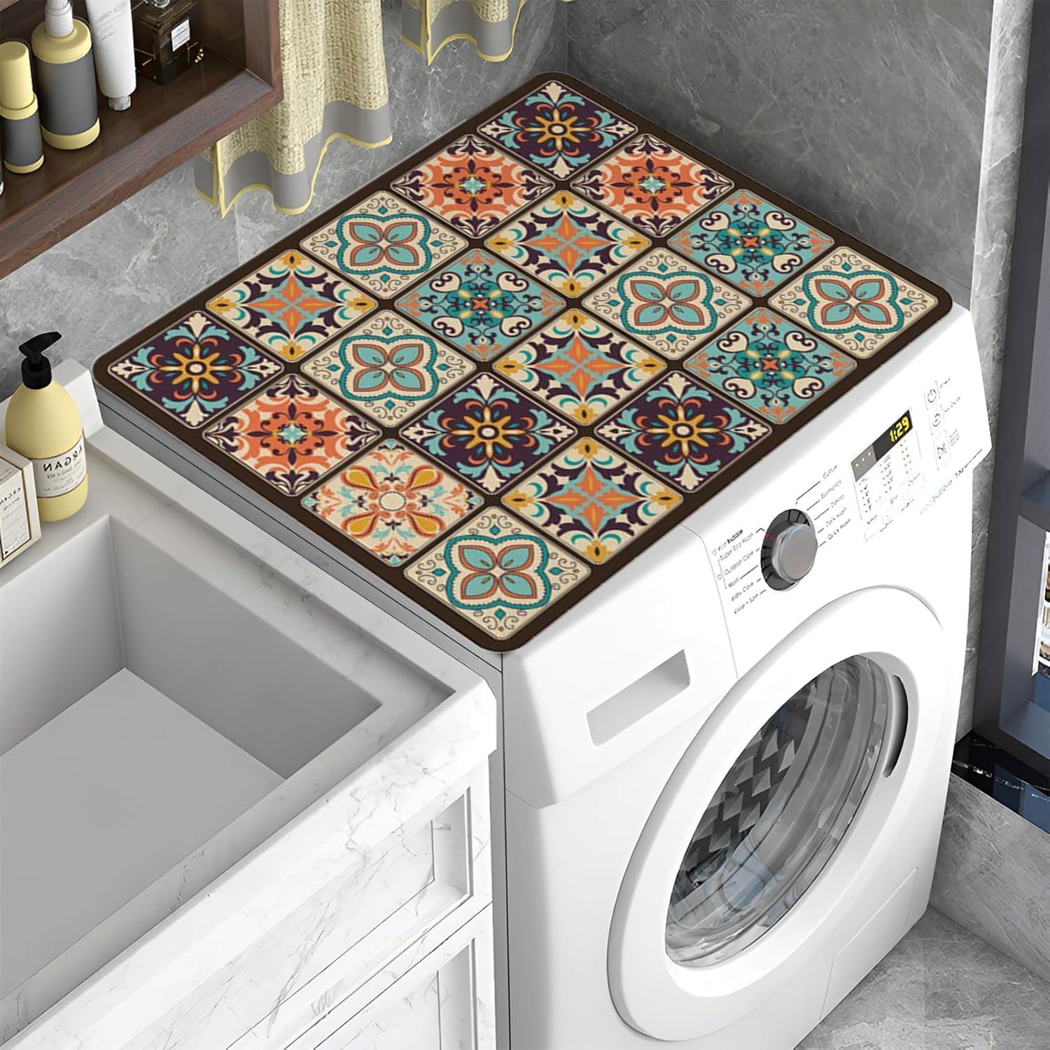 ZeiLaBang Kakadi Waschmaschinenauflage 60x60CM,Abdeckung für Waschmaschine,Waschmaschinen Staubschutz,Kühlschrank Waschmaschinenabdeckung,Multifunktional Kühlschrank-Bodenschutz Pads