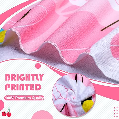 Miniatura 2 de Oudain 4 toallas de playa para niños de 30 x 60 pulgadas, 100% algodón, absorbentes, lindos cactus, flamencos, flores hawaianas y frutas de verano,