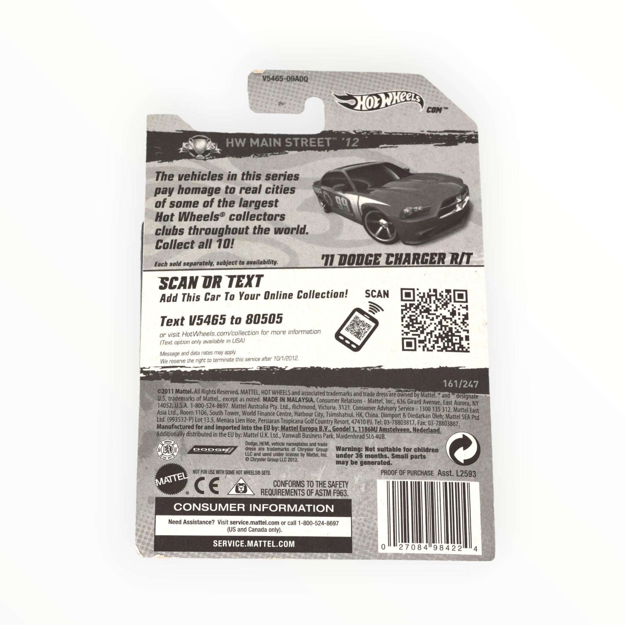 Amazon.com: Hot Wheels '11 Dodge Charger R/T - 2012 Main Street 1