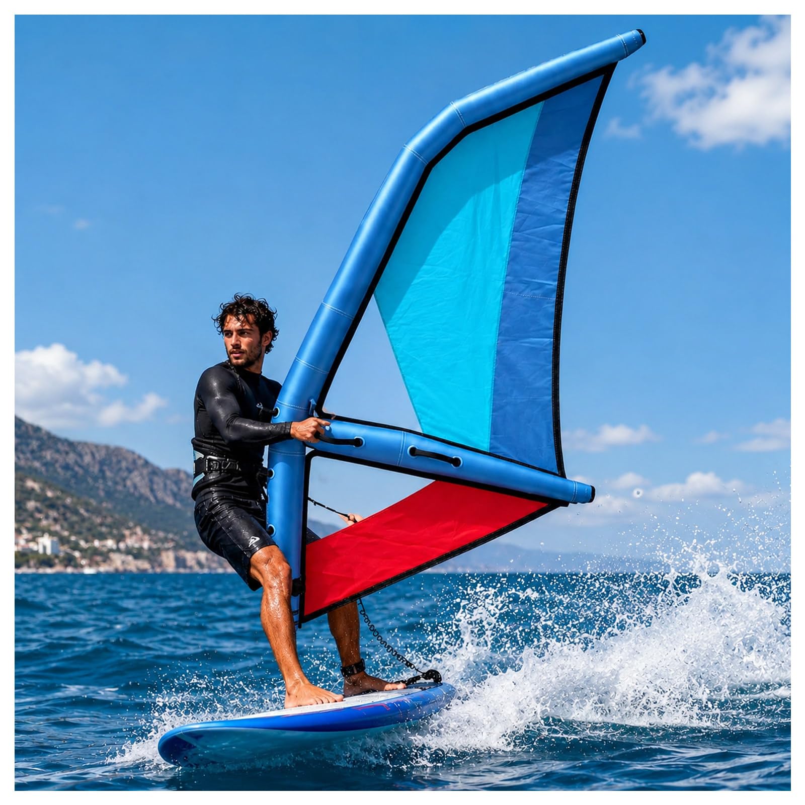 MIAOXIAOLONG Vela De Kitesurf Inflable, Actividades con ala Foil De Kitesurf, Bomba Incluida, Tabla con Forma De ala De PVC, para Surf Y Agua 3.2㎡(34.44ft²)