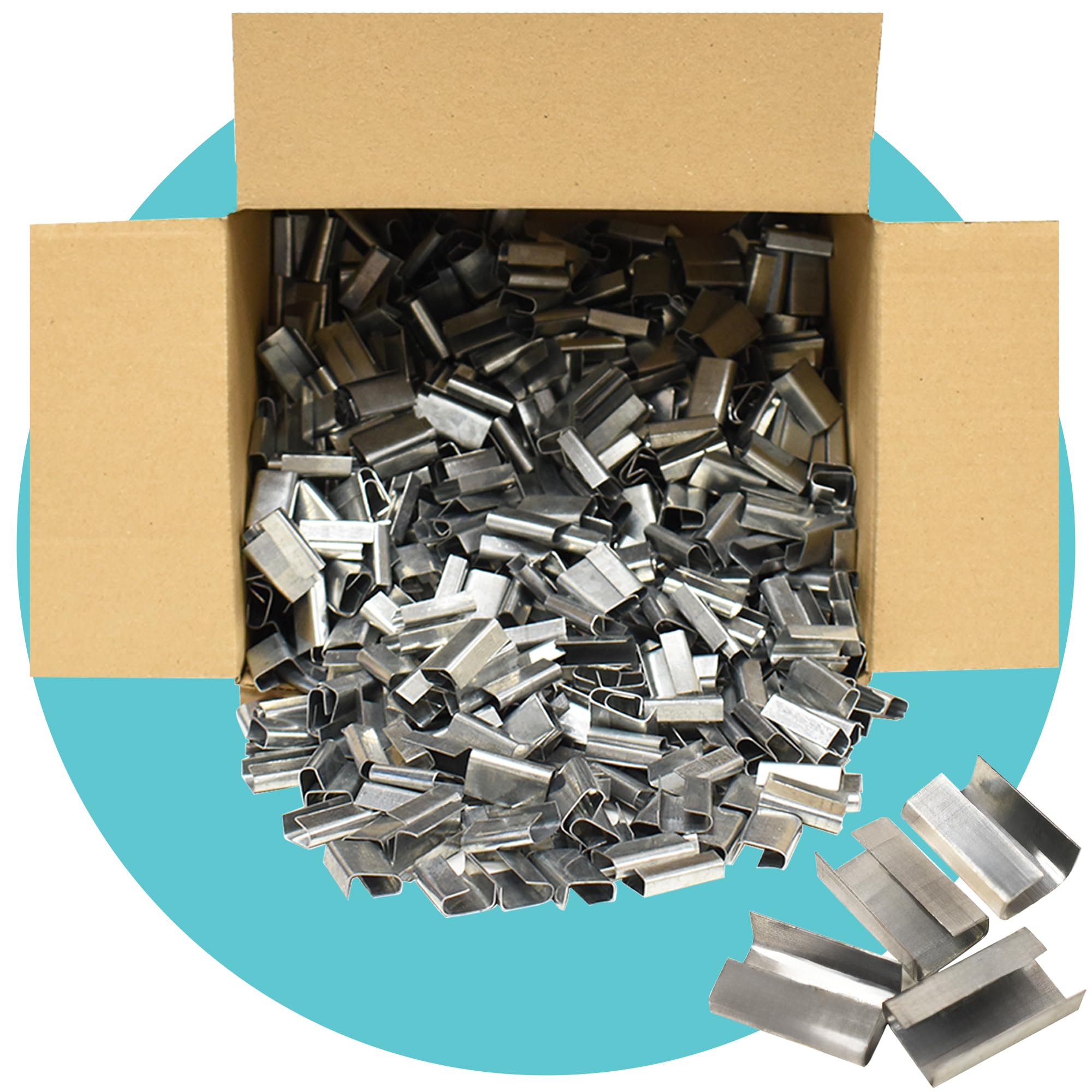 Triplast 12Mm Semi-Open Metal Seals 12Mm X 25Mm Semi Open Metal Seals For 12Mm Polypropylene Hand Strapping - Anti-Rust Galvanised Steel Seals For Pallet Strapping - Use With Hand Sealer Or Combination Tool (Pack Of 1,000)