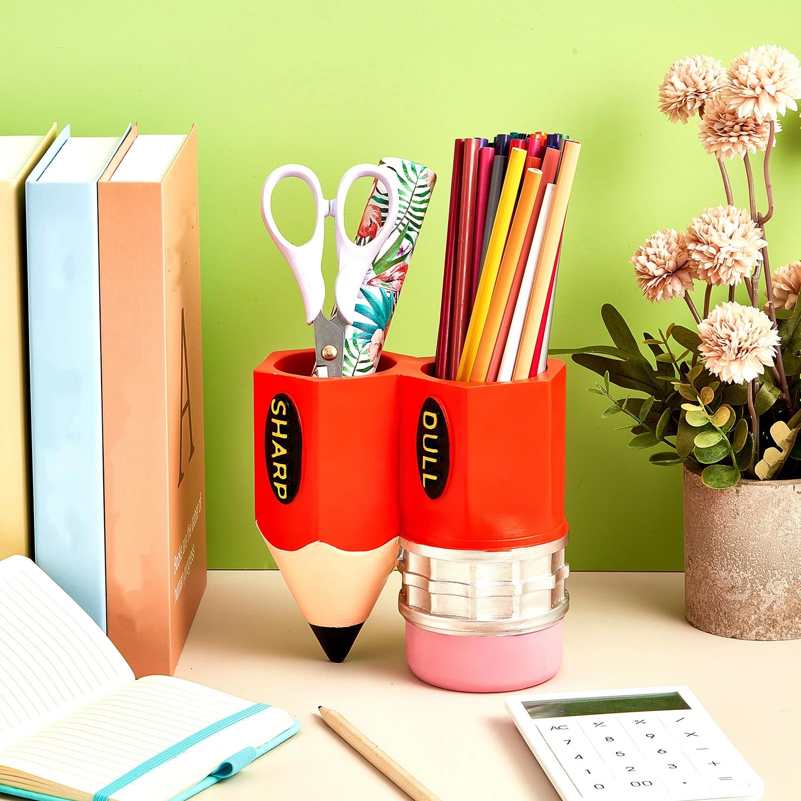 Cholemy Portalápices con forma de lápiz, divertido soporte para lápices, dispensador de lápices, contenedor con forma de lápiz, organizador de almacenamiento para escuela, aula, estudiantes,