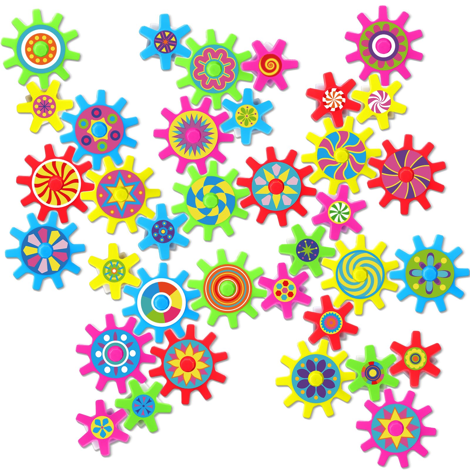 Relaxweex 36 Pcs Magnetic Gears Interchangeable Learn Magnetic Spinning Gears for Magnetism Refrigerator or Whiteboard